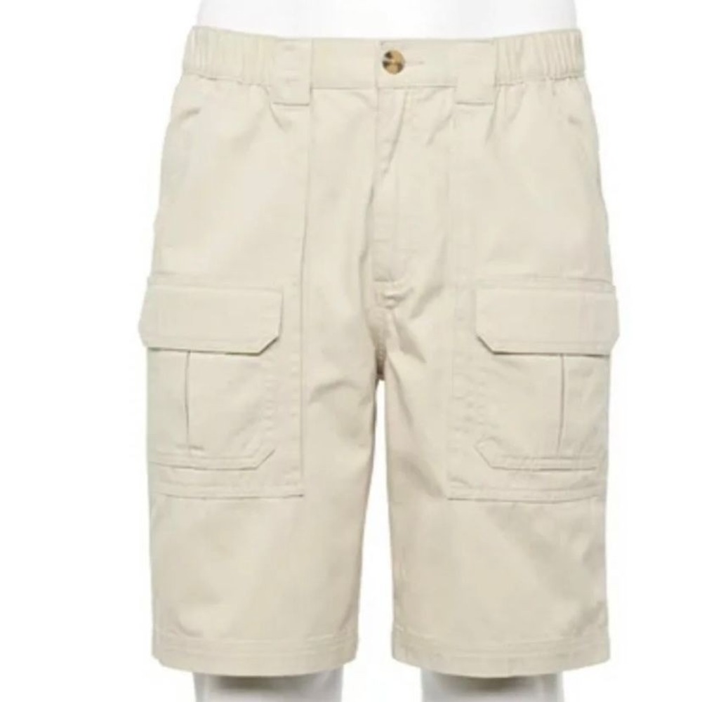 Mens Croft and Barrow NWT 7.5" Elastic Side Cargo Shorts in Light Khaki 44